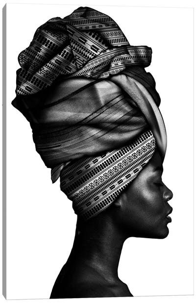 African Woman In Black And White Canvas Art Print - Danilo de Alexandria
