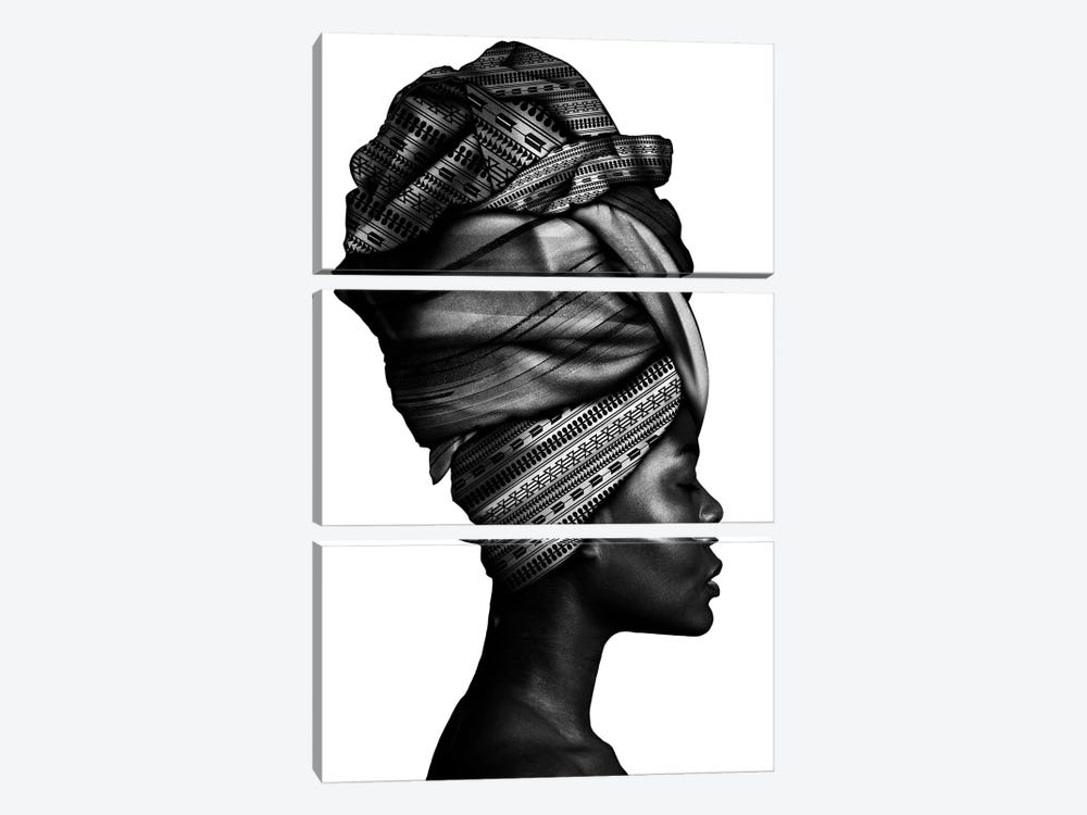 African Woman In Black And White by Danilo de Alexandria 3-piece Canvas Print