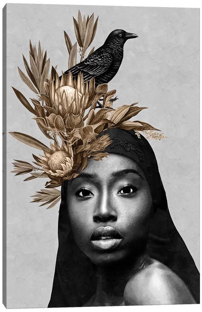 Bird Black Canvas Art Print - Multimedia Portraits