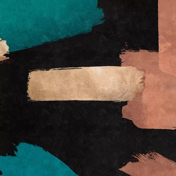 Jewel Tone Abstracts: Brush Diptych Golden I by Danilo de Alexandria