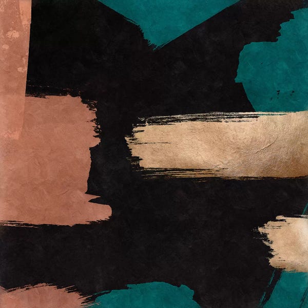 Jewel Tone Abstracts: Brush Diptych Golden II by Danilo de Alexandria