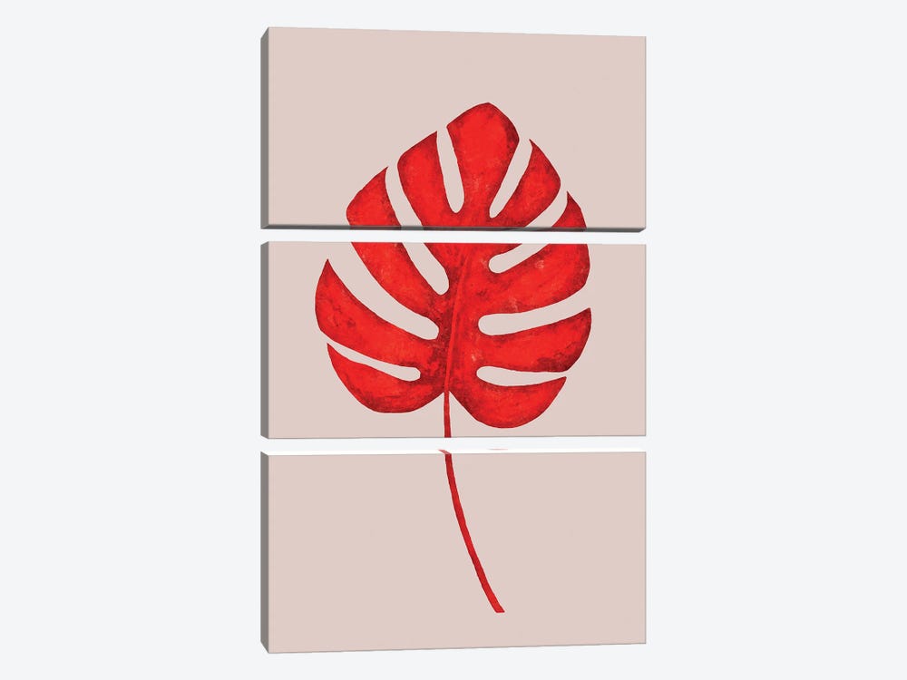 Red | Leaf I by Danilo de Alexandria 3-piece Canvas Wall Art