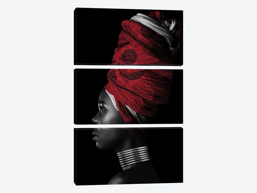Red | African Women II by Danilo de Alexandria 3-piece Canvas Print