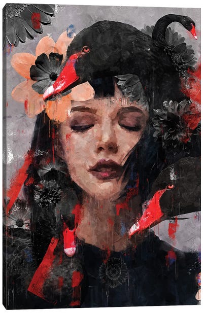 Red | Swan I Canvas Art Print - Danilo de Alexandria