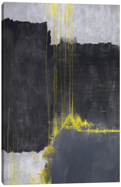 Yellow And Grey V Canvas Art Print - Pantone 2021 Ultimate Gray & Illuminating
