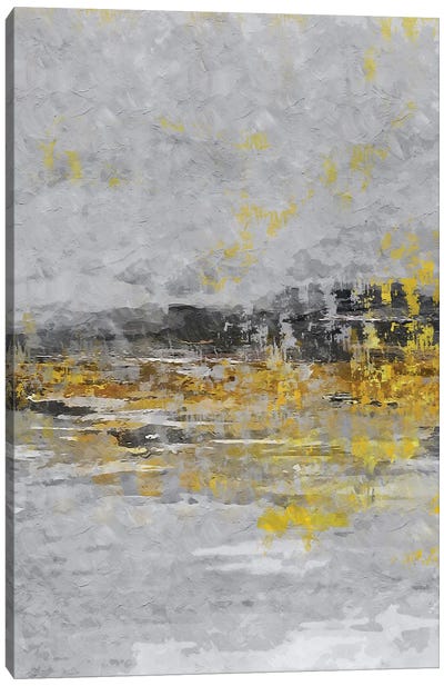 Yellow And Grey XIV Canvas Art Print - Pantone 2021 Ultimate Gray & Illuminating