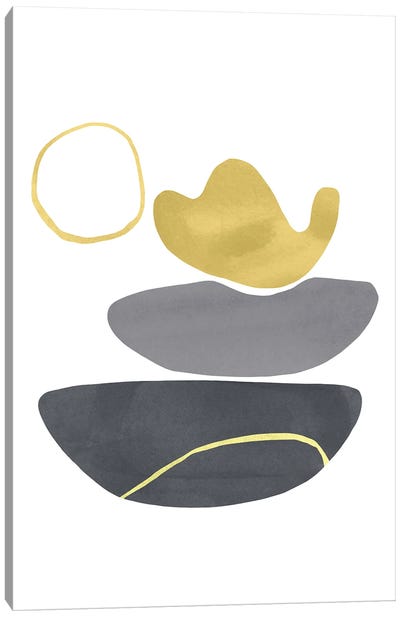 Yellow And Grey XXIX Canvas Art Print - Pantone 2021 Ultimate Gray & Illuminating