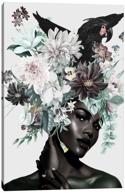 Woman And Flowers I Canvas Art Print - Composite Photography