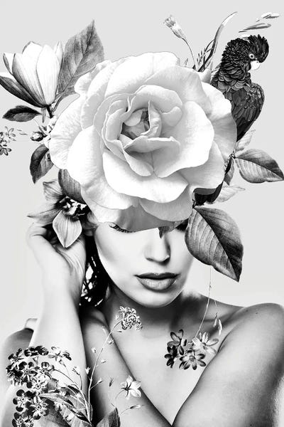 Black & White Animal Art: Floral Woman VII by Danilo de Alexandria