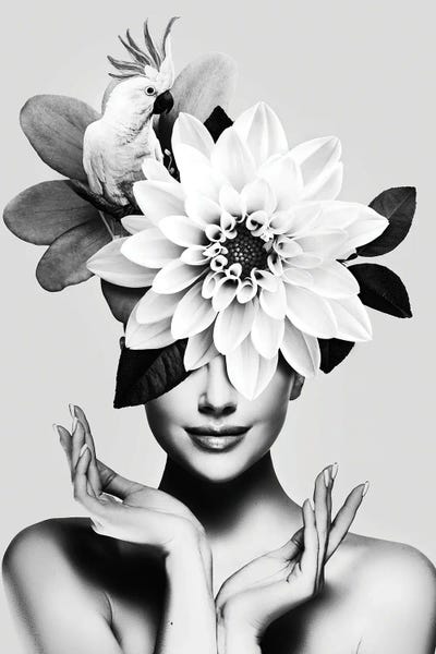 Black & White Animal Art: Floral Woman VIII by Danilo de Alexandria
