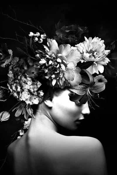 Black & White Florals: Floral Woman IX by Danilo de Alexandria