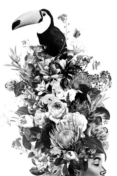 Black & White Florals: Floral Woman VI by Danilo de Alexandria