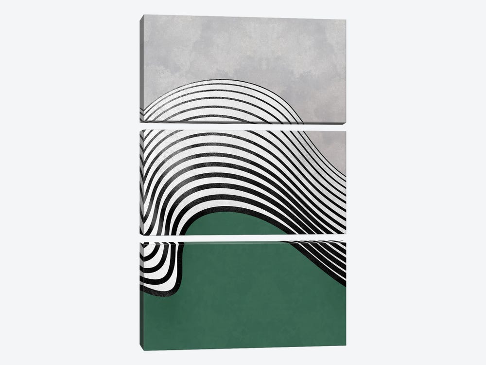 Abstract Shape Green Wave by Danilo de Alexandria 3-piece Canvas Art Print