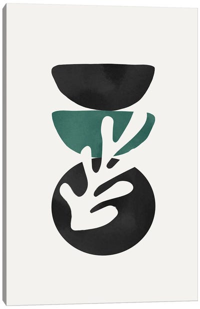 Abstract Shape Green Leaf Canvas Art Print - The Cut Outs Collection