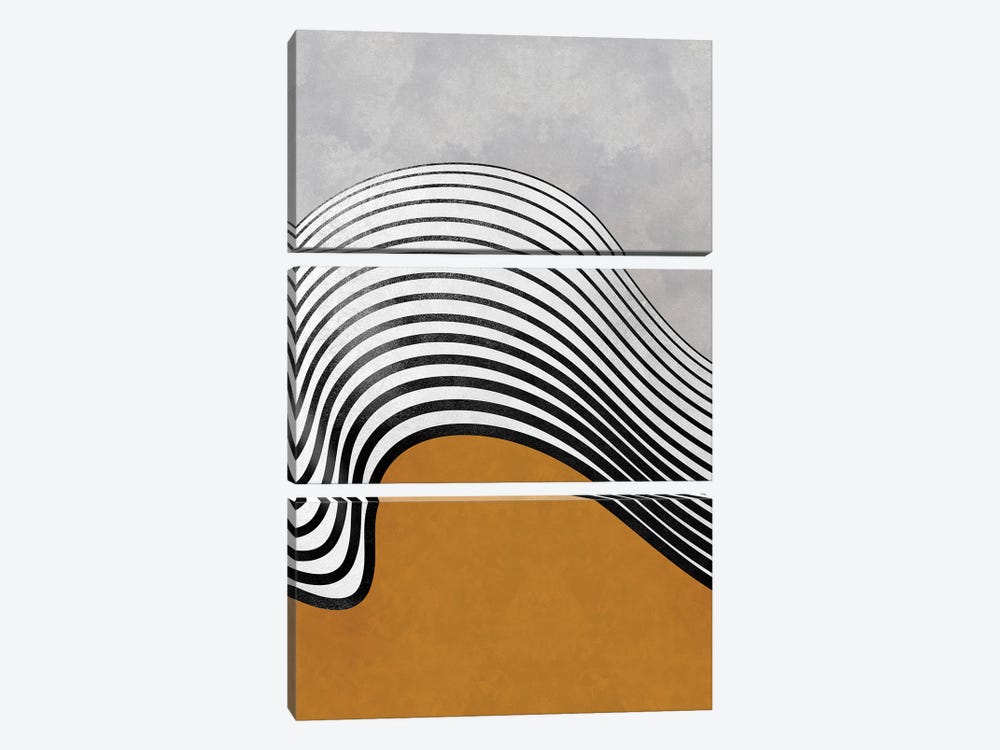 Abstract Shape Ocher Wave by Danilo de Alexandria 3-piece Canvas Art Print