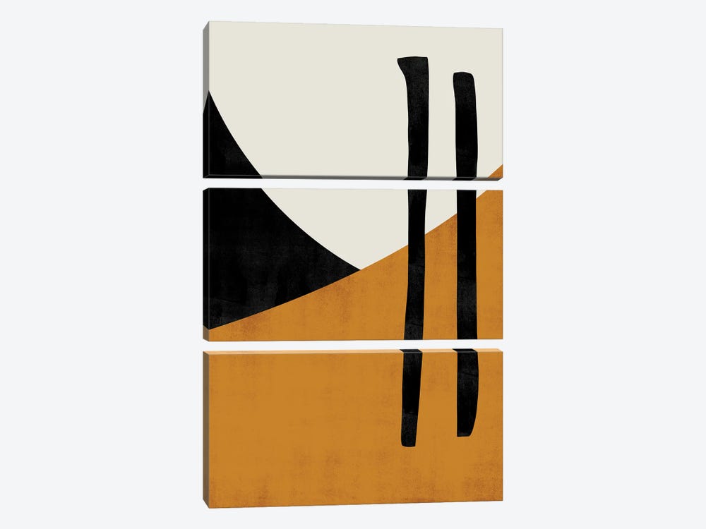 Abstract Shape Ocher Line II by Danilo de Alexandria 3-piece Art Print