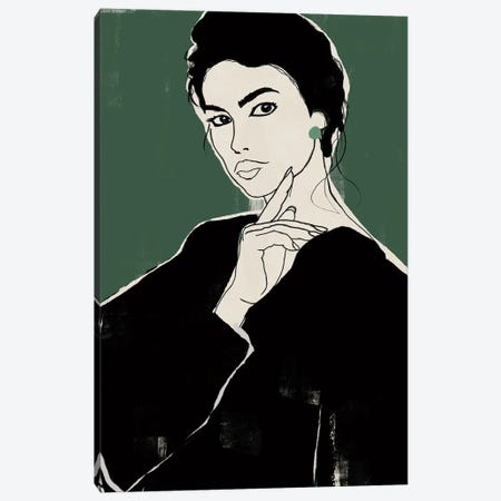 Woman Green Canvas Print #DLX482} by Danilo de Alexandria Canvas Art
