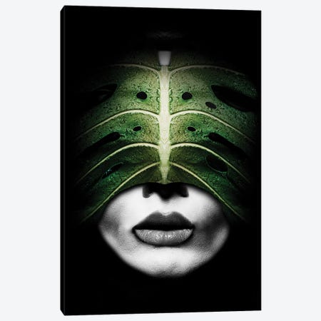 Woman Leaf Green Canvas Print #DLX515} by Danilo de Alexandria Art Print