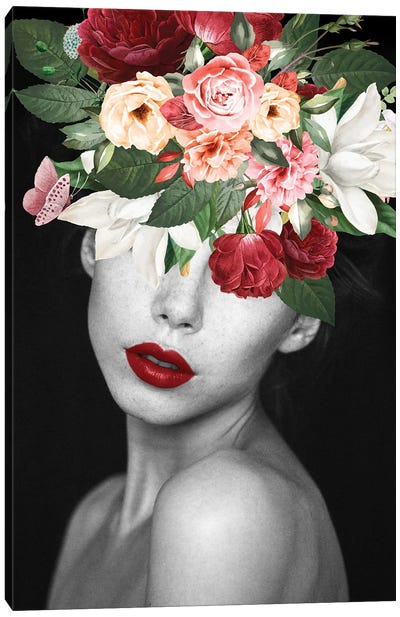 Woman Rose Face Canvas Art Print