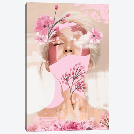 Woman Flowers Pink Canvas Print #DLX523} by Danilo de Alexandria Canvas Print