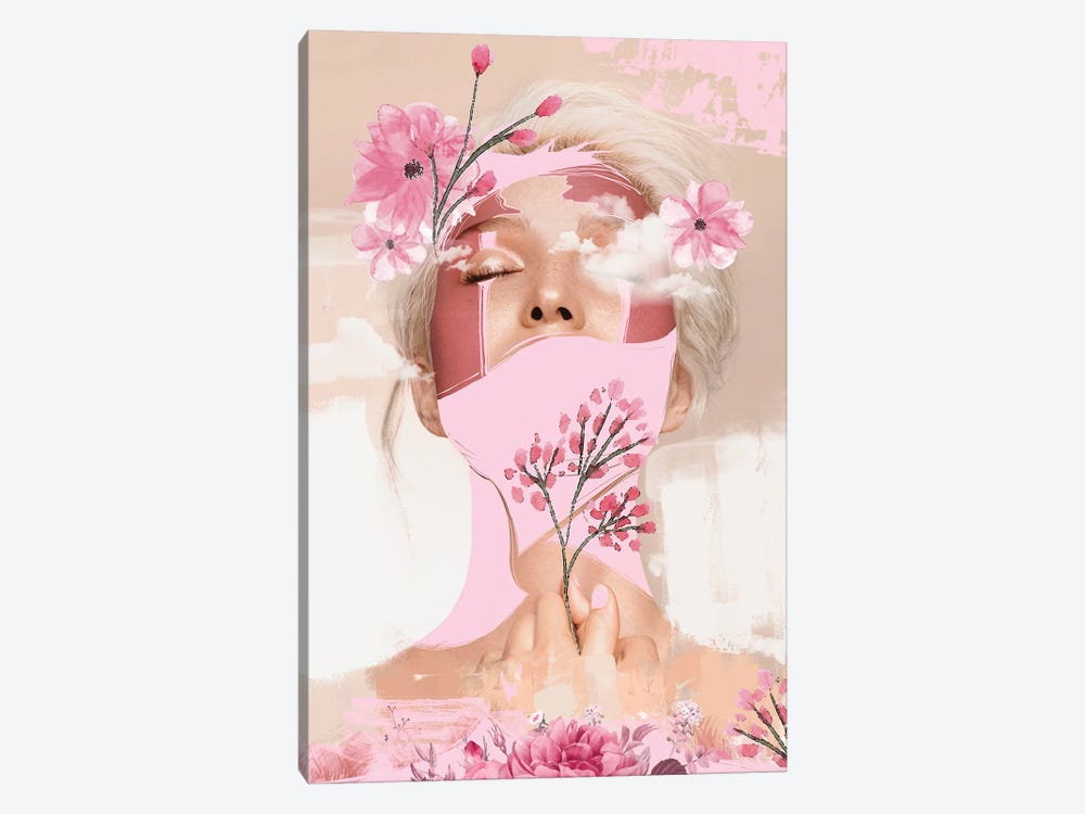Woman Flowers Pink by Danilo de Alexandria 1-piece Canvas Art Print