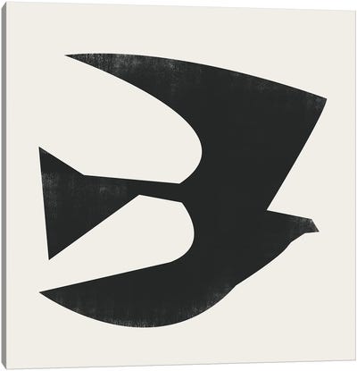 Bird Minimal VII Canvas Art Print - Black & White Minimalist Décor