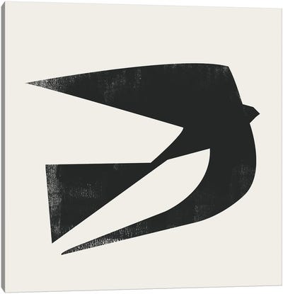 Bird Minimal V Canvas Art Print - Black & White Minimalist Décor