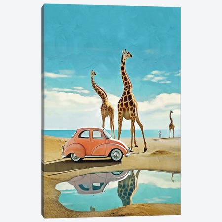 Surrealism Car And Giraffes II Canvas Print #DLX688} by Danilo de Alexandria Canvas Wall Art