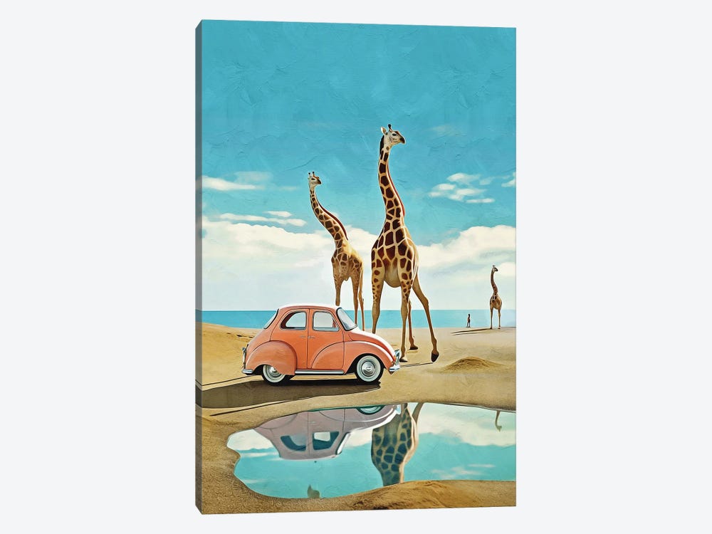 Surrealism Car And Giraffes II by Danilo de Alexandria 1-piece Canvas Artwork