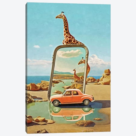 Surrealism Car And Giraffes Canvas Print #DLX690} by Danilo de Alexandria Canvas Art Print