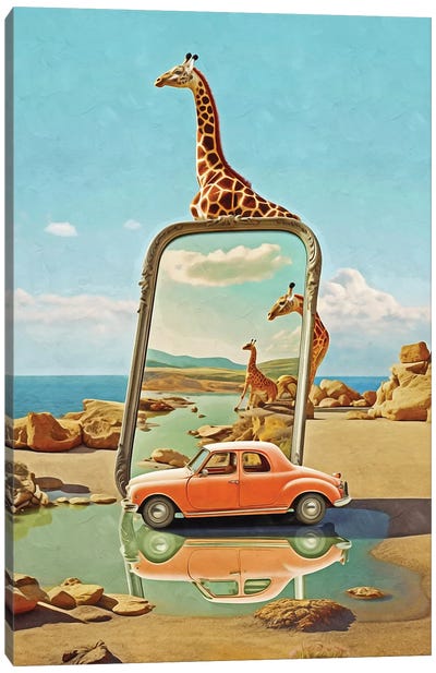 Surrealism Car And Giraffes Canvas Art Print - Danilo de Alexandria