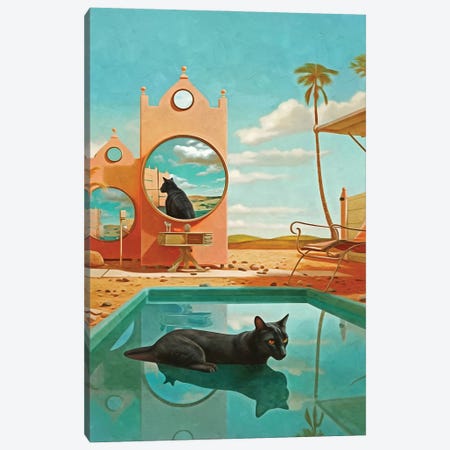 Surrealism Cat Pool Canvas Print #DLX694} by Danilo de Alexandria Canvas Wall Art