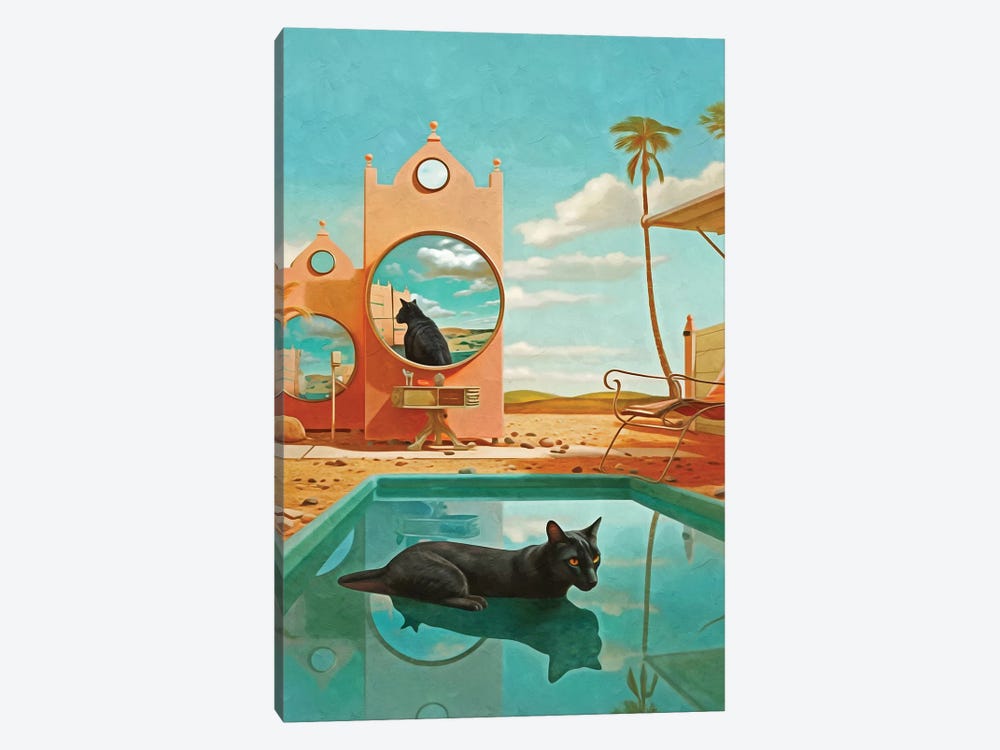 Surrealism Cat Pool by Danilo de Alexandria 1-piece Canvas Art Print