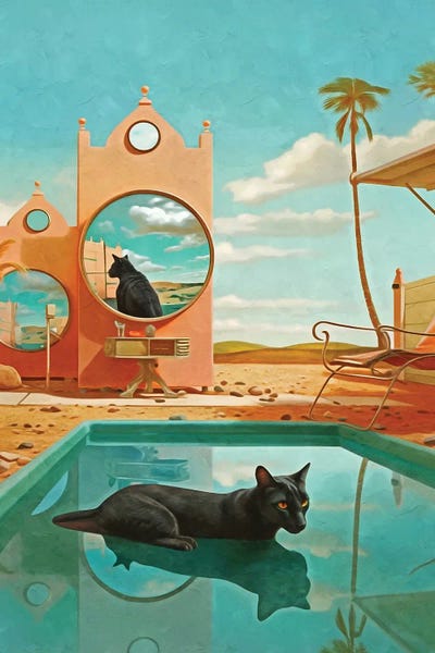Fine Art Print: Surrealism Cat Pool by Danilo de Alexandria