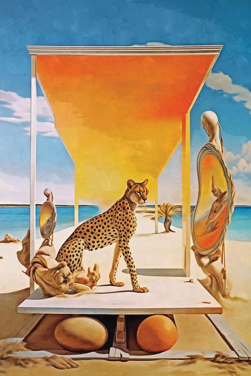 Surrealism Cheetah And Mirror