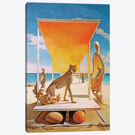 Surrealism Cheetah And Mirror Canvas Print #DLX699} by Danilo de Alexandria Canvas Print