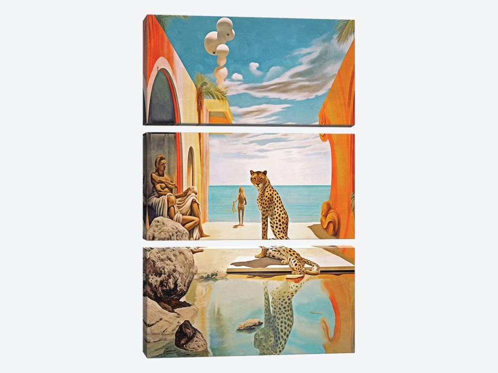 Surrealism Cheetah And Nudism by Danilo de Alexandria 3-piece Canvas Art Print