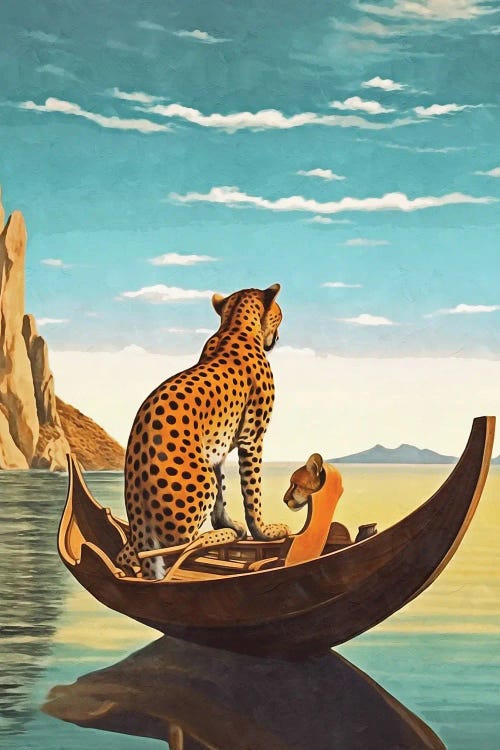 Surrealism Cheetah In The Boat