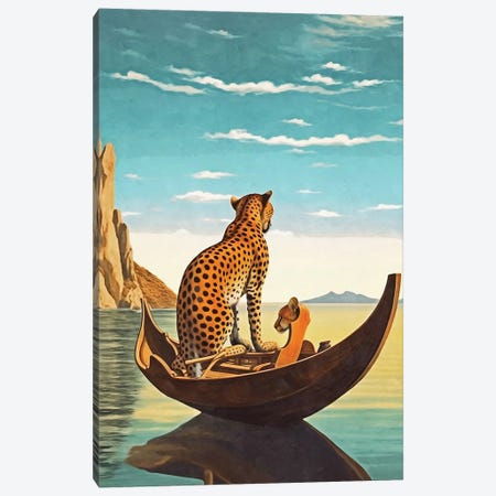 Surrealism Cheetah In The Boat Canvas Print #DLX701} by Danilo de Alexandria Canvas Print