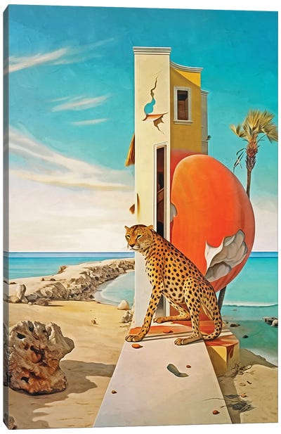 Surrealism Cheetah On The Wall Canvas Art Print - Cheetah Art