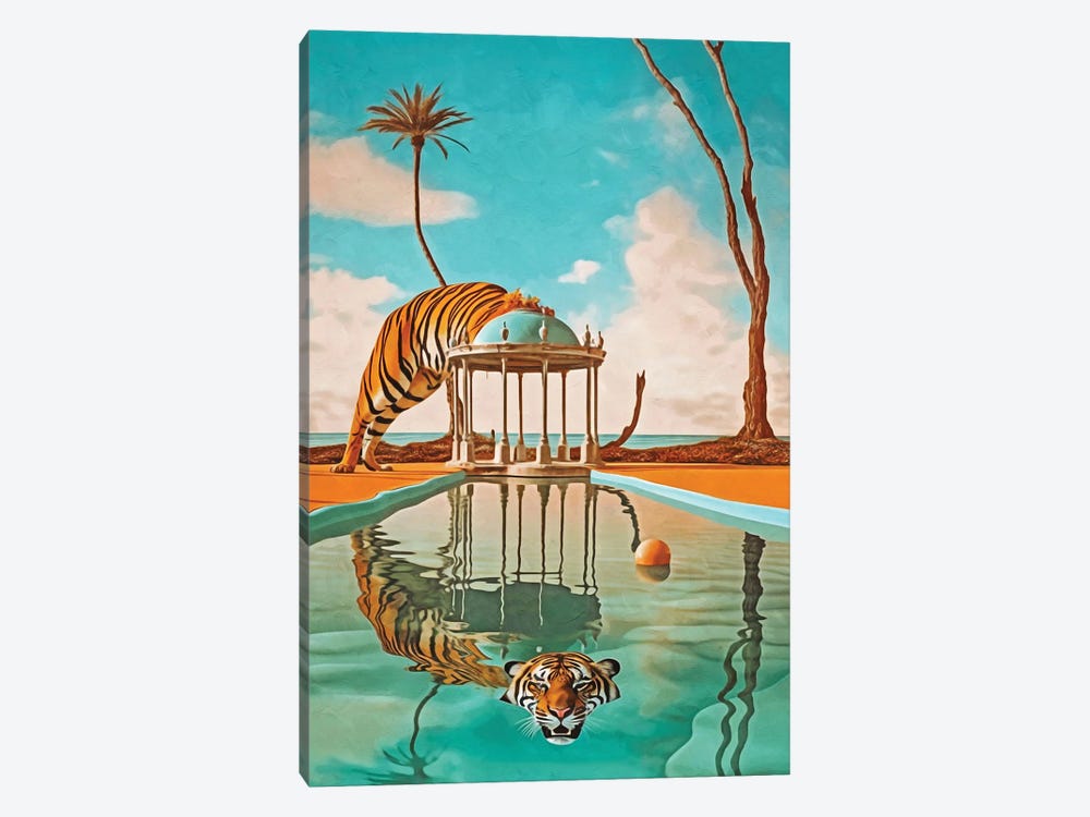 Surrealism Tiger In The Pool by Danilo de Alexandria 1-piece Canvas Art Print