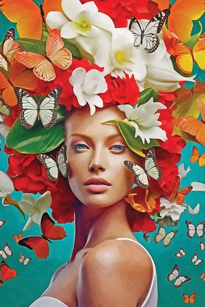 Butterflies and Flowers: Floral Woman With Butterflys Colors by Danilo de Alexandria