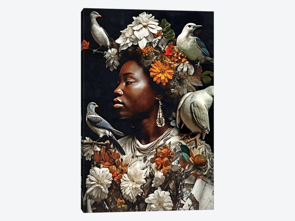 Floral Woman With White Birds by Danilo de Alexandria 1-piece Art Print