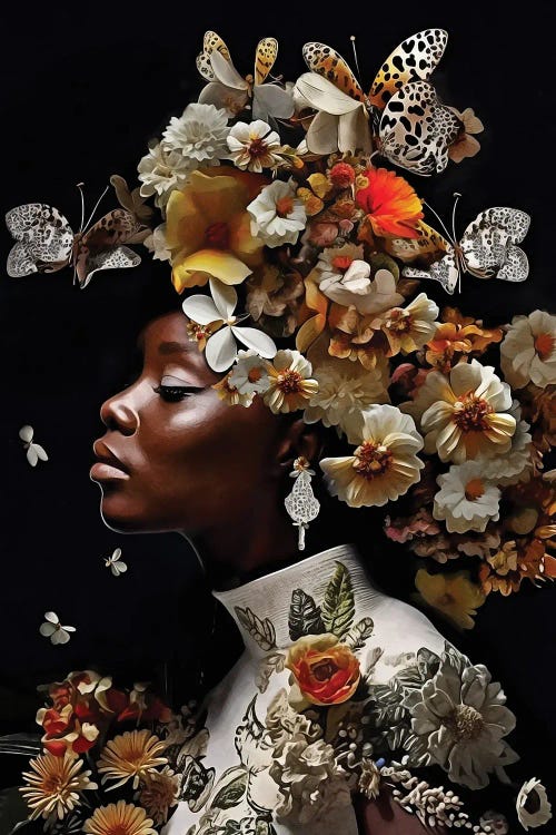 Floral Woman With White Gold