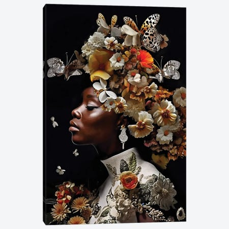Floral Woman With White Gold Canvas Print #DLX720} by Danilo de Alexandria Canvas Print