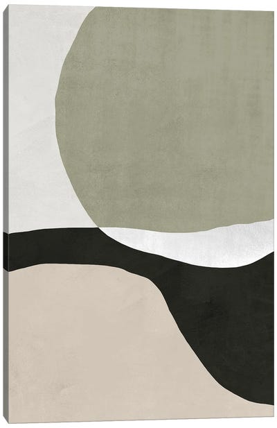 Abstract Green II Canvas Art Print - Black, White & Green