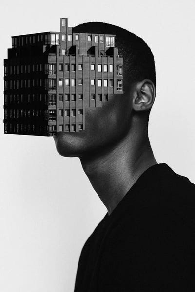 Danilo de Alexandria: Man Building Diptych II by Danilo de Alexandria