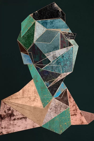 Jewel Tone Abstracts: Man Cubism Diptych II by Danilo de Alexandria