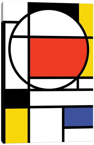 Modernian I Canvas Art Print - Composition with Red, Blue and Yellow Reimagined