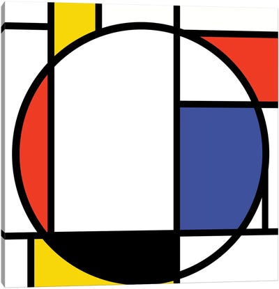 Modernian IV Canvas Art Print - Composition with Red, Blue and Yellow Reimagined
